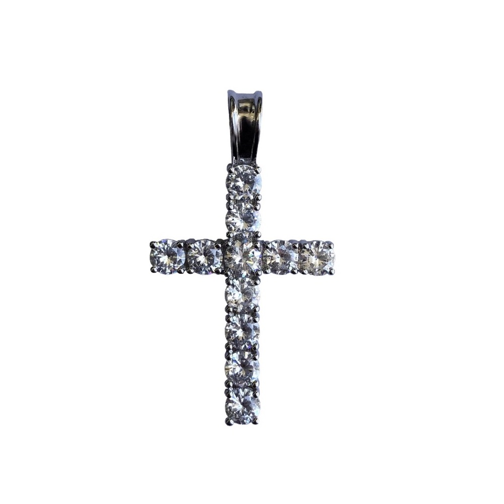 White Gold Tennis Cross